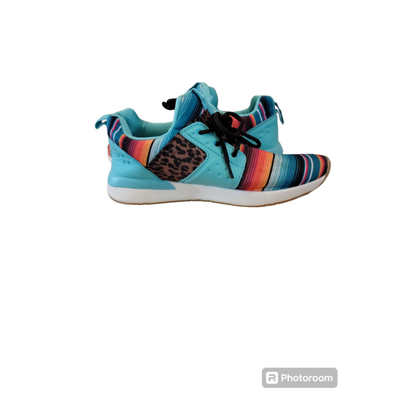 Crazy Train Sneakers Turquoise Serape Cheetah Low Top Lace Up Tennis Shoes Sz 8 - Picture 6 of 9